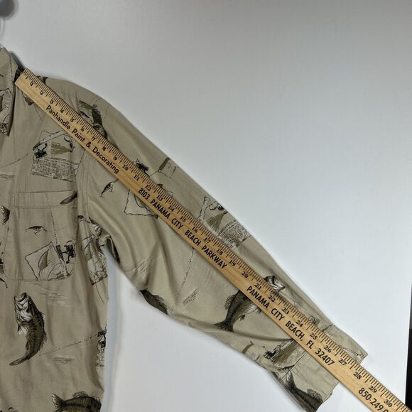 Field & Stream Shirt Mens Large Short Sleeve Fish Fishing Pole Bass Angler Beige - Picture 9 of 10